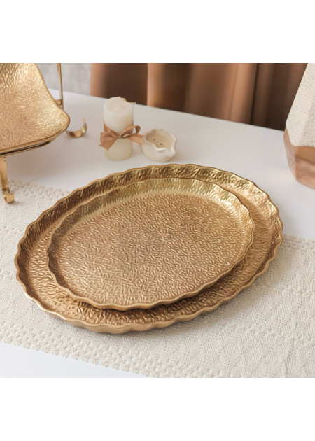 طقم صواني للضيافة مع حواف مموجة